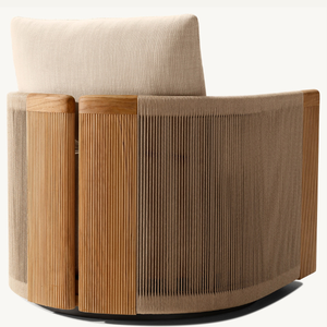Fauteuil individuel en teck écologique avec accents esthétiques en rotin pour un style moderne intérieur ou extérieur - Product Image 5