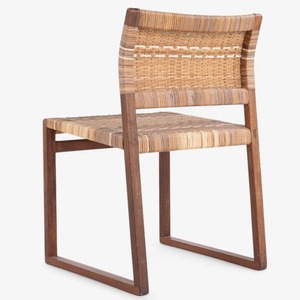 Modern Teak Dining Chair Featuring Curved <b>Backrest</b> and Rattan Seat – Durable Solid Wood Chair for Indoor & Commercial Use - Product Image 4