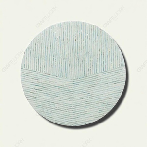 Mesa de Centro Redonda con Incrustaciones de Madreperla, Mesa de Centro de Madera con Rayas Azules y Blancas, Muebles de Sala de Estar de Lujo Hechos a Mano - Product Image 4