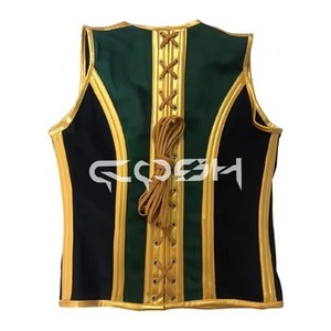 Gilet Corset Homme en Acier à Baleines Vert et Noir avec Bordure Dorée – Corset Gilet Personnalisé Tendance - Product Image 6