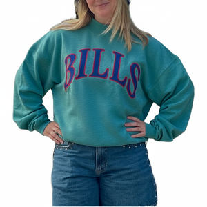 Pull à capuche oversize anti-boulochage pour femme Bills, imprimé lettres rouge et bleu, épaules tombantes, manches longues, tricoté 100% coton, automne - Product Image 5