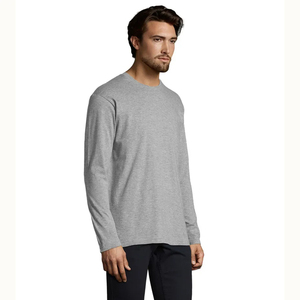 T-shirt confortable à manches longues pour hommes, en coton léger, col rond, doux et respirant, haut décontracté, idéal pour un usage quotidien, les voyages et la marche - Product Image 3