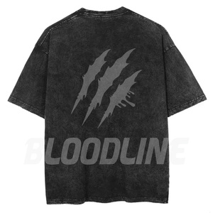 Bloodline Men's Black Cotton Polo <b>Shirt</b> <b>Gothic</b> Letter Print Back Neck Design Knitted Fabric - Product Image 2