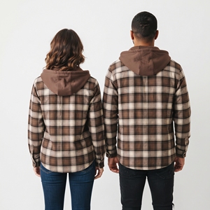 <b>Men's</b> Hooded <b>Flannel</b> Zip Up <b>Jacket</b> Women Long Sleeve Plaid Button Up Winter <b>Jacket</b> 100% Cotton Oversize Checked <b>Jacket</b> Unisex - Product Image 3