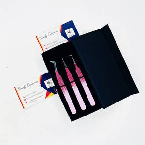 Pinzas para Pestañas Profesionales de Acero Inoxidable, Curvas en Forma de L, Puntas Anguladas, Pinzas de 90 Grados para Extensión de Pestañas de Volumen - Product Image 3