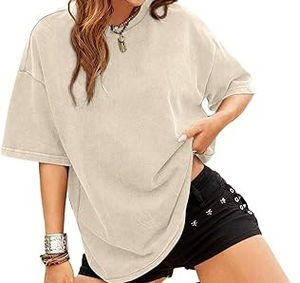 Camiseta de Mujer con Diseño Exclusivo, Lavado Ácido, Corte Regular, Logotipo Personalizado, Efecto Desgastado por el Sol, Hombros Caídos, Verano, 100% Algodón Ecológico - Product Image 3