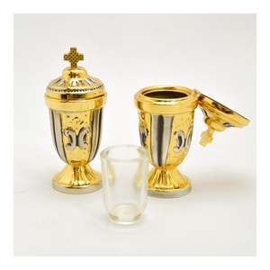 Traditional Brass Holy Oil Lamp Incense Burner With Lid Round Handmade Indoor Tabletop Decor Living Room used Church <b>Home</b> - Product Image 4