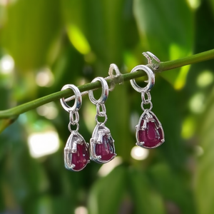 Fashion Drop Ruby Pear Stud Earrings - Product Image 2