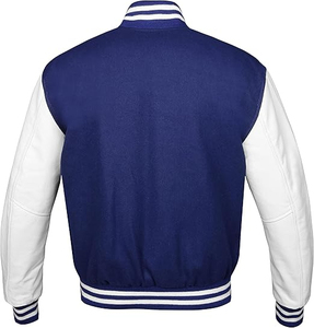 เสื้อแจ็คเก็ตเบสบอลแบบ Letterman Varsity คุณภาพสูงสำหรับทุกเพศ พร้อมแขนหนัง ปักโลโก้แบบ Chenille สำหรับผู้ชาย - Product Image 3