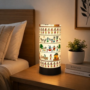 Lámpara de Mesa LED Moderna con Diseño Tribal Tradicional de Warli, Lámpara Decorativa para Mesa de Noche, Dormitorio, Sala de Estar y Decoración del Hogar - Product Image 3
