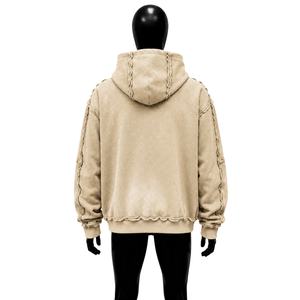 Sudadera con Capucha Beige Extra Grande PREMIUM HIDDEN TRUTH, Sudadera de Algodón PREMIUM Estilo Urbano, Sudadera de Moda Urbana para Hombre, Sudadera Clásica con Estampado Gráfico - Product Image 2