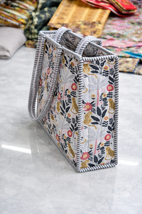 Sac fourre-tout en coton bohème Le Souvenirs Lady Gray, fermeture éclair, poches intérieures, taille 18 pouces, pour le shopping, les voyages et tout le reste - Product Image 3