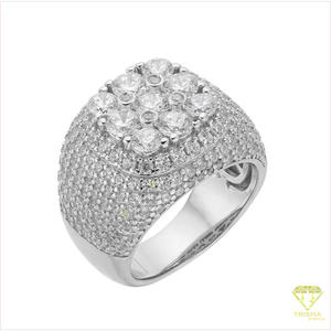 Bague de luxe en argent 925 avec diamant de laboratoire et design supérieur en grappe brillante pour la vente en gros de bijoux - Product Image 5