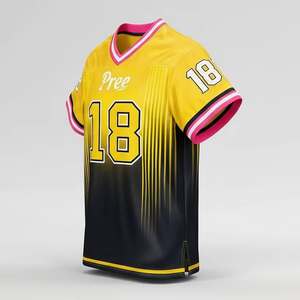 Maillot de football américain personnalisé, col en V, manches courtes, coupe athlétique, sublimé, respirant, anti-bactérien, vêtements de sport pour équipe - Product Image 2