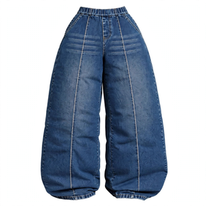 SPINE CRAFT Jean Harem Baggy Homme en Denim Délavé Léger et Ample avec Effet Cristal - Product Image 4