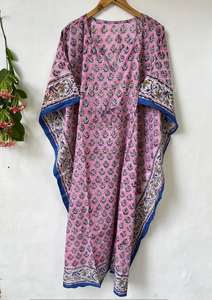 Robe longue maxi kaftan en coton 100 %, motif floral rose, tenue de plage, robe de demoiselle d'honneur pour femmes - Product Image 4