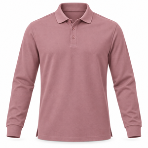 <b>Men's</b> <b>Long</b> <b>Sleeve</b> for <b>Shirt</b> Dusty <b>Pink</b> Solid Knitted Button Collar Formal Breathable 240g 100% Cotton - Product Image 1