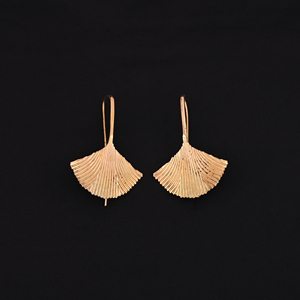 Boucles d'oreilles pendantes tendance en laiton plaqué or, motif éventail, 55x40MM - Product Image 2