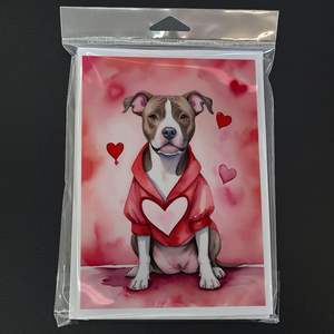Whimsical A7 Tamaño 5x7 New Pit Bull Terrier My Valentine Tarjetas de felicitación Pack 8 Tarjetas de nota en blanco con sobres - Product Image 3