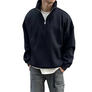 2025 Vintage Stand Collar Pullover Hoodie para hombres moda coreana Casual sudaderas con diseño de media cremallera para verano - Product Image 3