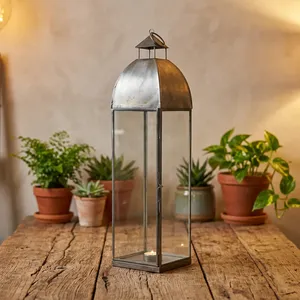 Portavelas de Hierro Forjado a Mano con Paneles de Vidrio, Diseño Artesanal, Decoración para el Hogar, Acabado Antiguo, para Bodas y Festividades - Product Image 1