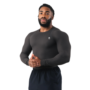 T-shirt de sport à manches longues pour homme, compression, séchage rapide, coupe ajustée, haut de performance pour l'entraînement physique - Product Image 4