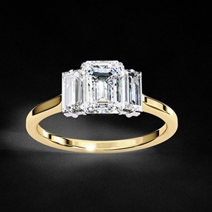 <b>Emerald</b> Cut Baguette Crystal Alloy 925 Sterling <b>Silver</b> Engagement Wedding Three Stone Custom Gemstone <b>Ring</b> - Product Image 4