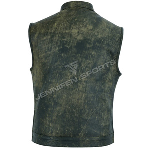 Gilet de motard en cuir véritable de haute qualité, style antique, personnalisé, pour homme, coupe moto, pour l'hiver. - Product Image 4