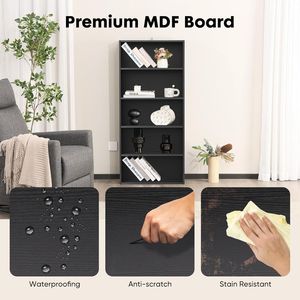 Librero Industrial de 5 Estantes - Librero Abierto de Piso de 53 Pulgadas de Alto con Dispositivo Antivuelco para Oficina en Casa, Color Negro - Product Image 5