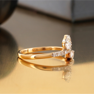 0.52 CT Lab Grown Oval Marquise Diamond Bypass Halo <b>Ring</b> 14K Yellow and White Gold <b>Two</b> <b>Stone</b> Engagement Jewelry VS1 Clarity - Product Image 3