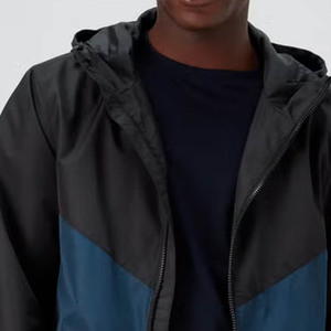 Chaqueta Deportiva con Capucha para Hombre, Diseño Color Block Negro y Azul, Cierre de Cremallera, Estilo Casual, Poliéster, Ropa de Otoño - Product Image 5