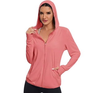 Custom Fashionable Sexy Fitness Women's Fitted Single-Brushed Full Zip Hoodie With Cowl Neck Hood and <b>Top</b> of Neck Zip Protection - Product Image 3