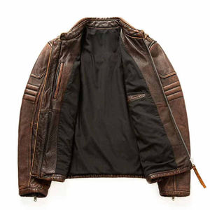 Chaqueta de Cuero para Hombre de Alta Calidad, Suave, con Cierre Completo, Casual, Cómoda, Duradera, a la Moda, Corte Regular, para Uso Diario - Product Image 4