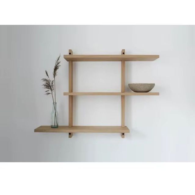 Minimalist Wooden Wall Shelf Multi Tier Floating Shelves Natural Wood Display Rack Modern Home Decor Organizer