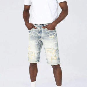Shorts en jean pour hommes, nouvelle collection été, haute qualité, décontracté, style vintage urbain, délavage clair, confortable, respirant, coupe droite - Product Image 4