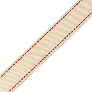 ริบบิ้นโกรเกรนสีครีมขนาด 25 มม. ยี่ห้อเนลกามัล อินดัสทรีส์ พร้อมขอบเย็บสีแดง สำหรับงานเย็บปักถักร้อย งานฝีมือ อุปกรณ์ตกแต่งเสื้อผ้า และบรรจุภัณฑ์ - Product Image 2