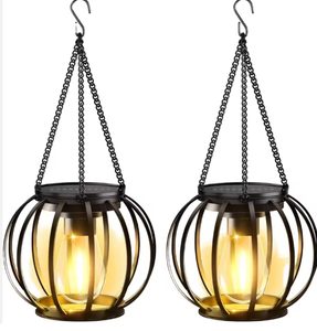 Lámpara Solar Colgante para Exteriores, Impermeable, con Jaula Metálica y Luz LED Cálida con Patrón de Sombra para Decoración de Jardín y Patio - Product Image 2