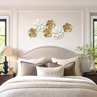 Décoration murale florale ronde en métal blanc, 3 pièces, faite à la main, style côtier, pour la maison