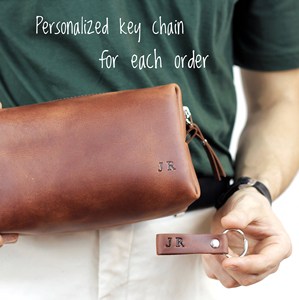 Custom Side Pocket Genuine Leather <b>Toiletry</b> <b>Bag</b> Travel Dopp Kit <b>Men</b> Waterproof Shaving Wash Cosmetic Case LYG-0176 - Product Image 3