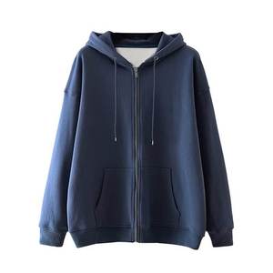 เสื้อฮู้ดซิปแบบยูนิเซ็กซ์ สีพื้น ทรงโอเวอร์ไซส์ สวมใส่สบายๆ สำหรับฤดูใบไม้ร่วง ผลิตจากผ้าฝ้ายถักแบบเฟรนช์เทอร์รี่ - Product Image 5