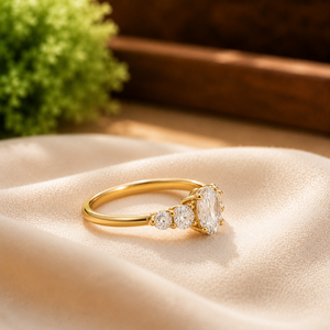 Elegante Anillo de Compromiso de Diamante con Corte Ovalado, Anillo de Boda de Moissanita para Mujer, Oro Amarillo Vermeil de 10K, Anillo de Regalo de Cumpleaños - Product Image 2
