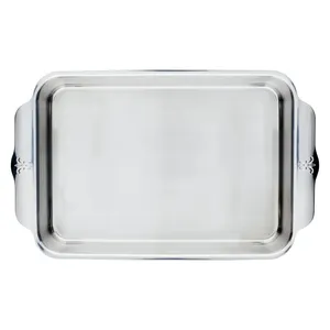 Casserole rectangulaire de luxe en acier inoxydable, fabriquée à la main, 33 cm, compatible lave-vaisselle et four, chauffe-plats avec couvercle poli - Product Image 6
