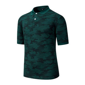 เสื้อโปโลแขนสั้นลายพรางสีเขียวสำหรับผู้ชาย แห้งเร็ว ผ้าถัก โพลีเอสเตอร์ 100% สวมใส่สบาย ทรงปกติ - Product Image 1