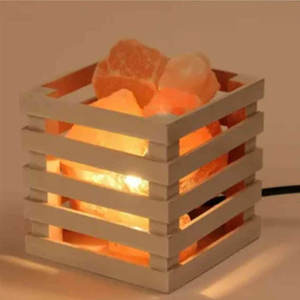Lámpara de Sal del Himalaya 100% Orgánica y Natural con Cesta de Madera, Color Rosa-Naranja-Rojo, Alta Calidad de Pakistán, Embalaje Personalizado - Product Image 2