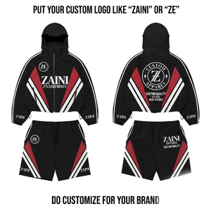 ZAINI Men's Winter Casual Windbreaker Shorts 110 GSM Polyester Taslon Water Resistant Quick Dry Black Custom Logo Sports - Product Image 1