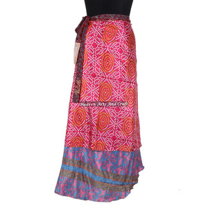 Falda Larga de Seda Cruzada Casual de Diseño para Mujer, 2 Capas, Reversible, Tipo Sari Mágico, Proveedores Mayoristas - Product Image 2