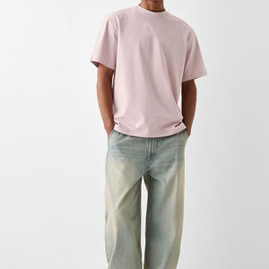 Boxy Men's T-Shirt 100% Cotton Baby Pink O-Neck Short Sleeve Breathable Canvas Fabric Casual Style at Wholesale Prices - Product Image 4
