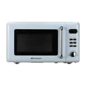 Four à micro-ondes compact rétro pour comptoir avec commande par bouton, écran LED, 700 W, 5 niveaux de puissance, 8 menus automatiques, plateau tournant en verre - Product Image 2