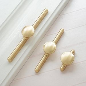 Furniture Hardware Cabinet Drawer Pull Handle Matte Brass Gold Plated Solid T Bar Kitchen Knob - Product Image 1
