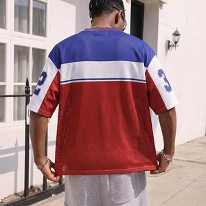 เสื้อเจอร์ซีย์หมายเลขสำหรับผู้ชาย Y2k เสื้อโอเวอร์ไซส์ลายแคลิฟอร์เนีย สตรีทแวร์ คอกลม แขนสั้น - Product Image 5